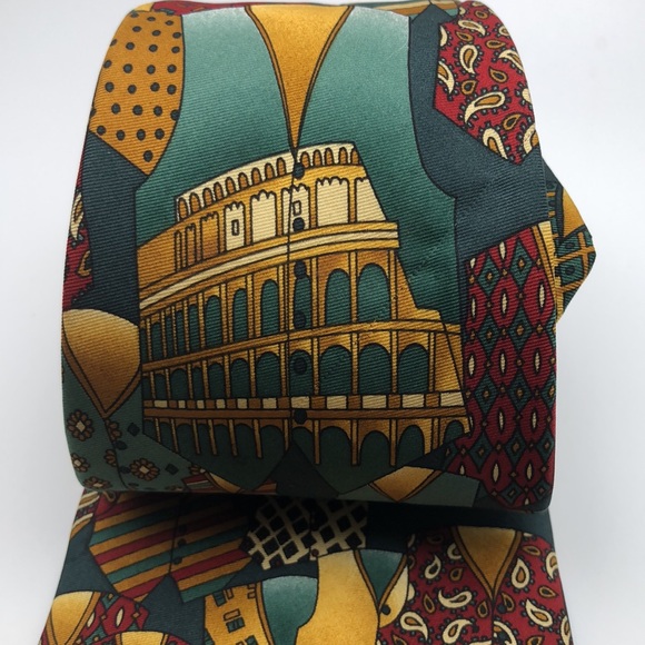 Firenze 100% Silk Tie Made in Italy.  Simone Italy. Landmarks Rome - Picture 5 of 10
